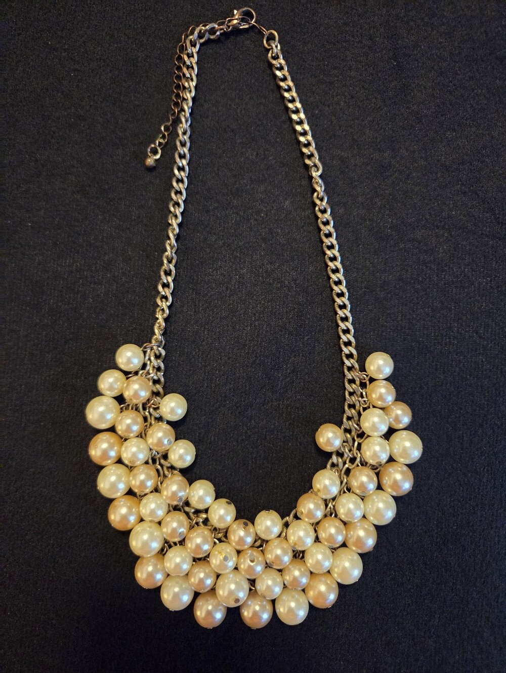Gold Pearl Cluster Statement Necklace